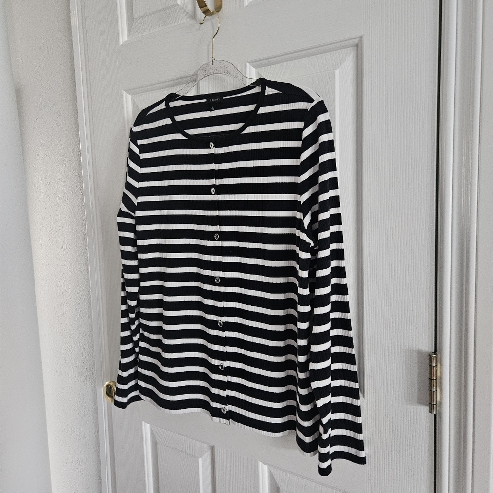 NWOT Talbots Variegated Ribbed Cardigan/Button Front Ribbed Top - Picture 3 of 10